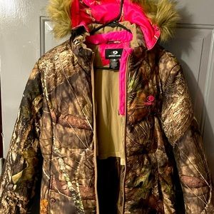 Mossy Oak Camouflage Hot Pink Puffer Zip Winter Jacket Size